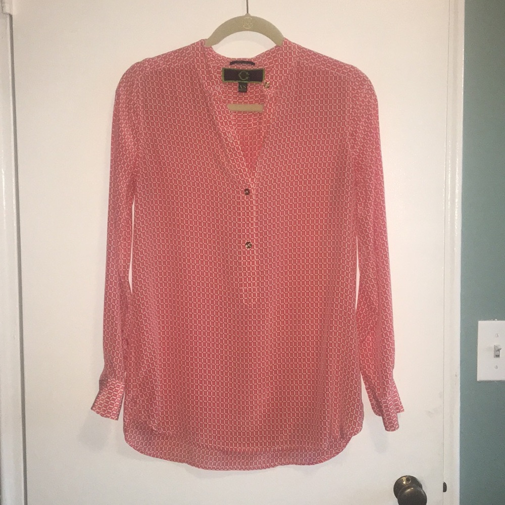 C. Wonder 100% silk pink long sleeve blouse